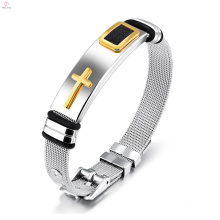 Men Punk Jewelry Statement Watchband Stainless Steel Cross Bangle Bracelets